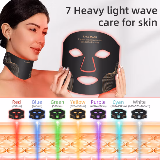 LED Facial Mask Anti Wrinkle Face Care Whitening Blue Light Acne Treatment