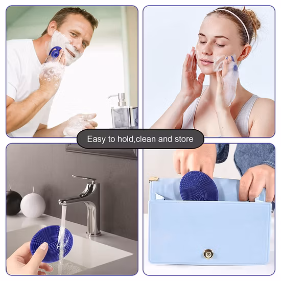 Escova de limpeza facial sônica, escova facial elétrica de silicone e massageador, purificador facial de silicone à prova d'água para limpeza profunda, esfoliante, recarregável, para gi