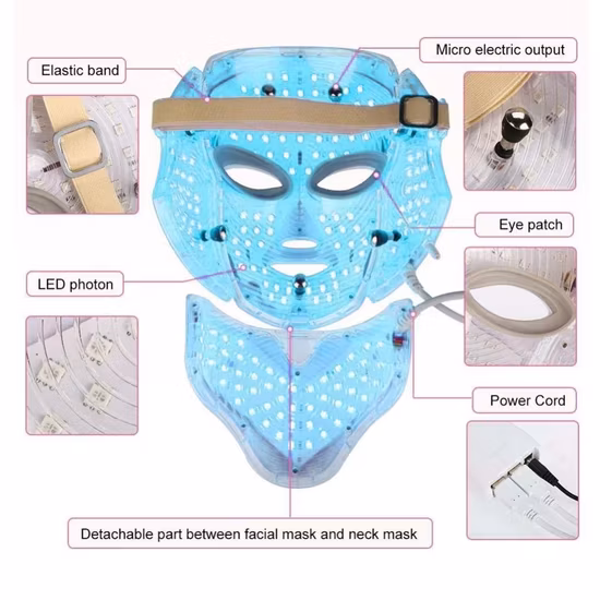 Máscara facial cuidados com a pele 7 cores dispositivo terapia de luz rejuvenescimento da pele anti rugas envelhecimento fóton silicone led rosto pescoço máscara máquina