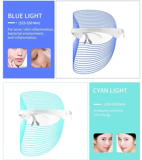 Cuidados com a pele 7 cores terapia de beleza fóton LED luz facial remoção de rugas acne máscara facial LED