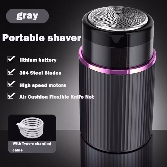 Mini barbeador elétrico para viagem, tamanho de bolso, à prova d'água, lavável, portátil para homens